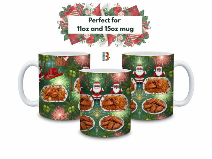 mug9_trio Green Fireworks African Christmas Mug Wrap Design – 9″ x 4″ Digital Download