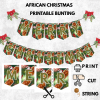 Ready-to-Print African Christmas "MERRY CHRISTMAS" Bunting Kit{style 4}- Digital Download