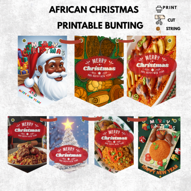 xmas_buntingbundle2 Printable African Christmas symbol Bunting{set 1} – 7 Flags | 3 Pages A4 Sheets Digital Download
