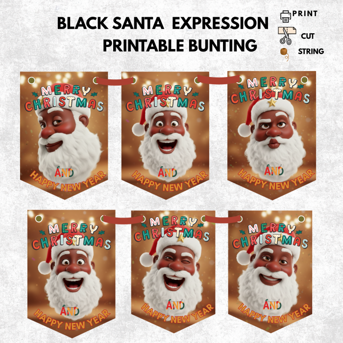 xmas_santafacebundle 20 Festive African Christmas Bunting , Banner ,Flags: Printable Image Kit