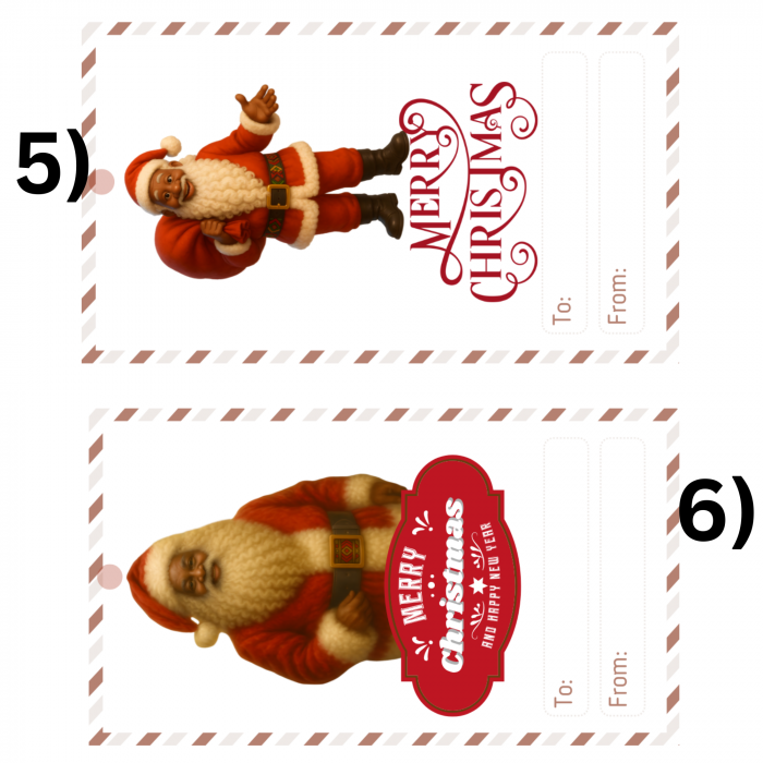 10 Brown Santa Printable Christmas Gift Tags – Single Sheet PDF – Digital Product