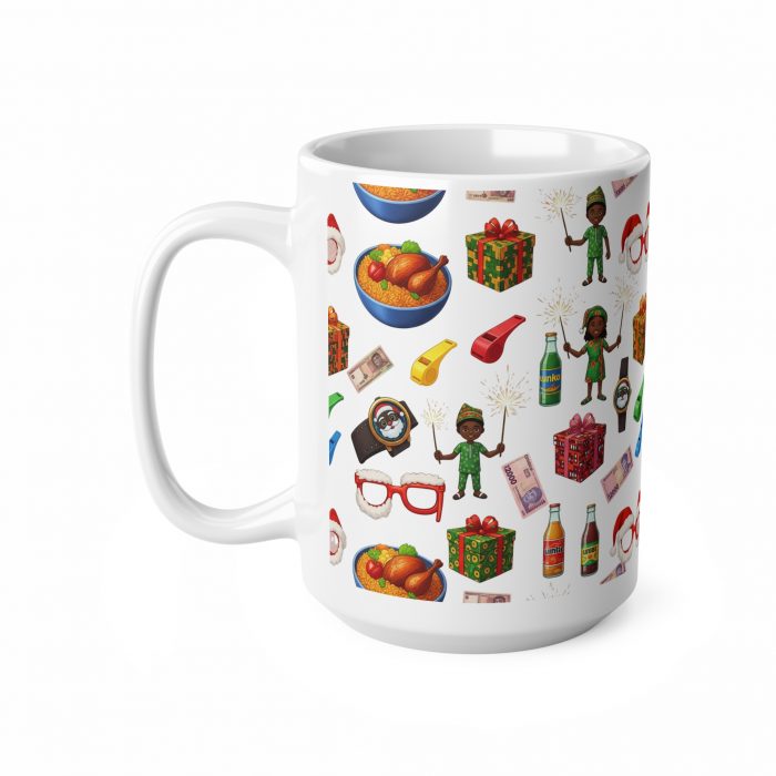 Classic African kid Christmas memory Holiday Emoji Pattern Mug | Ceramic Coffee Cup