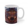 African Brown Santa Claus Street Christmas Scene Mug | Ceramic Coffee Cup