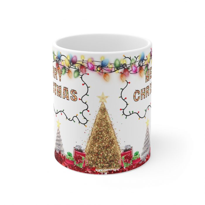 Merry Christmas Light String Mug | Christmas Tree Ornament Design Ceramic Coffee Cup