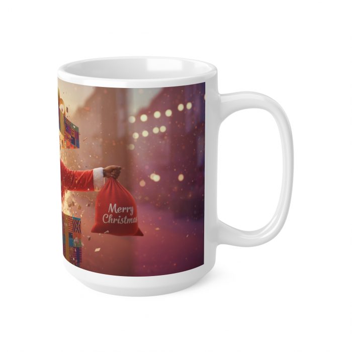 Brown African Santa  burst out of Presents Mug | Merry Christmas Ceramic Coffee Cup