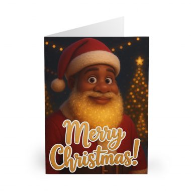 12543718841225846757_2048.jpeg Merry Christmas Glowing Black Santa Greeting Card