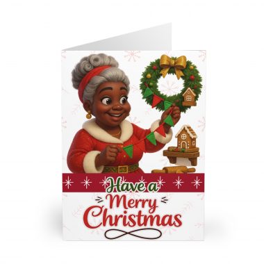 Have a Merry Christmas Greeting Card | 5 Pack, Brown Mrs Claus Wreath Illustration