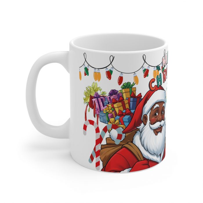 Merry Christmas Brown Santa Mug | Ceramic Coffee Cup 11oz 15oz