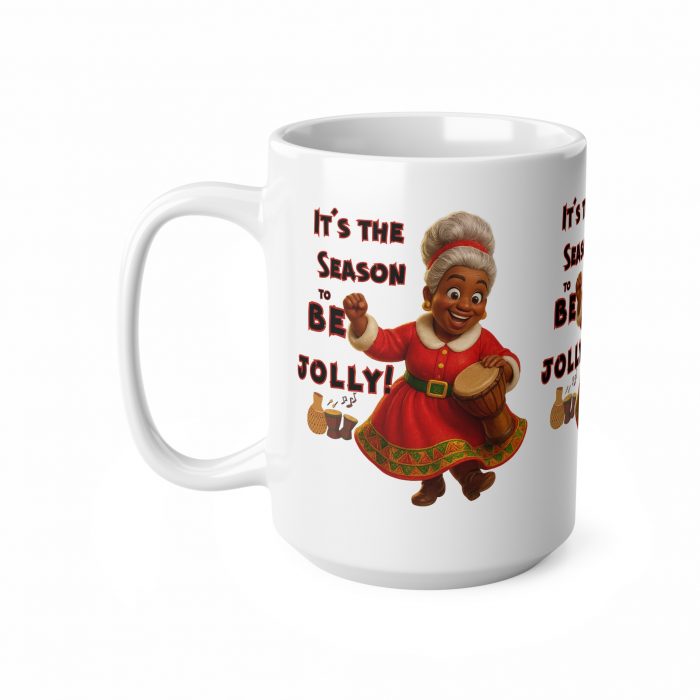 Jolly Brown Mrs Claus sharing festive cheer Christmas mug | Ceramic Coffee Cup 11oz 15oz
