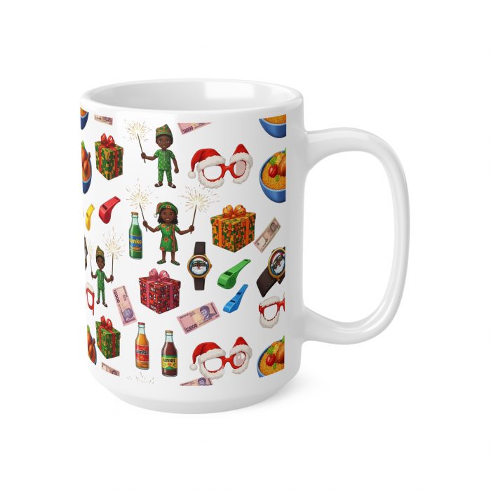 Classic African kid Christmas memory Holiday Emoji Pattern Mug | Ceramic Coffee Cup
