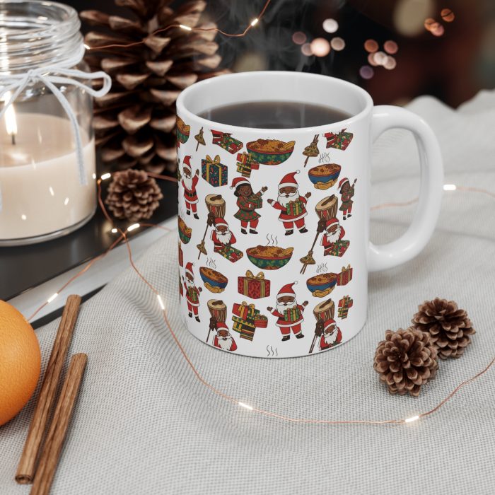 Christmas Santa and Carolers Mug | Ceramic Coffee Cup
