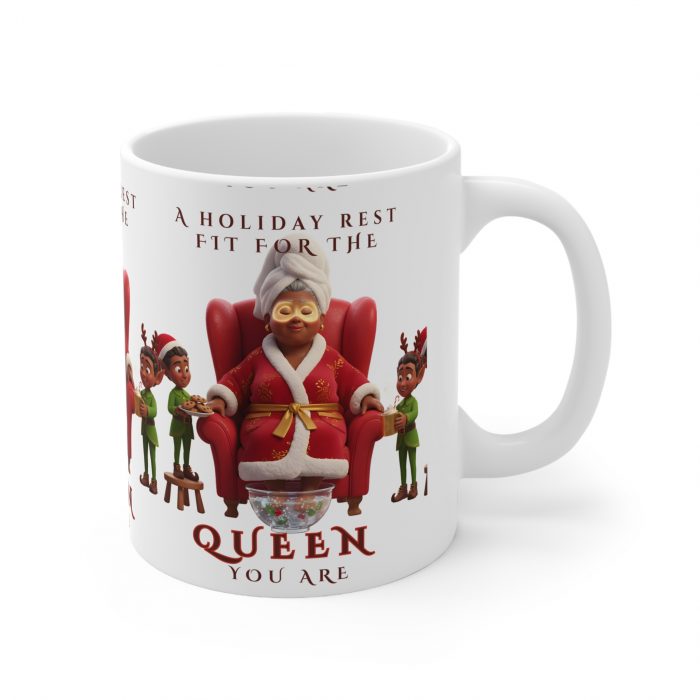 Holiday Queen Mug | Christmas Grandma Santa Chair Elves Coffee Cup