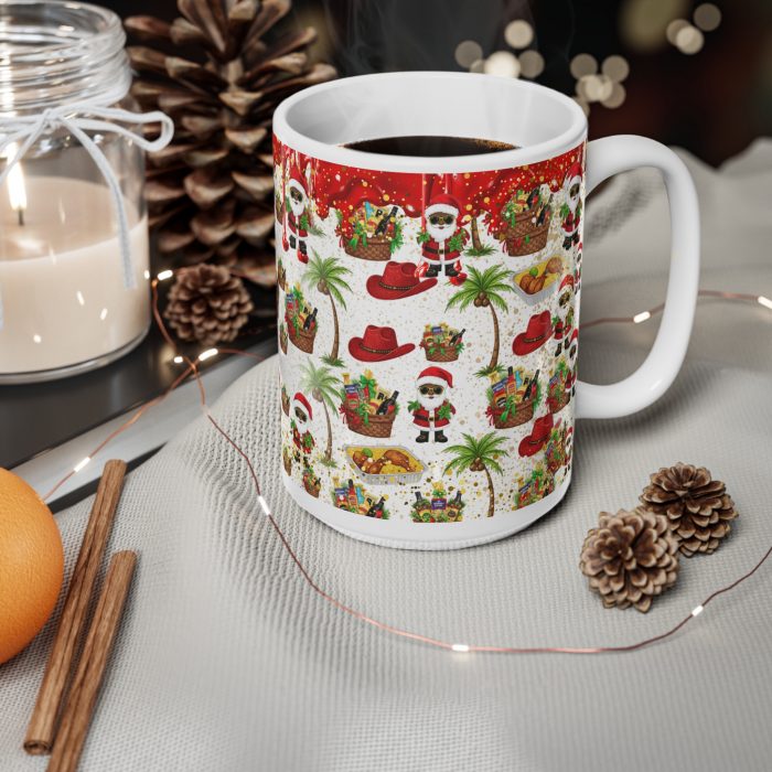 Santa Palm Tree Pattern Ceramic Mug | Christmas Coffee Cup