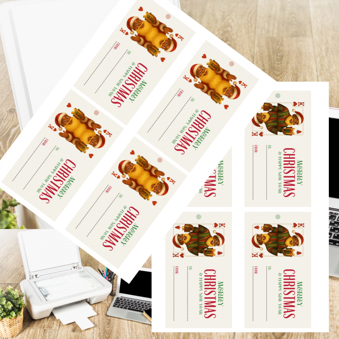 15 Play Card Style Santa Printable Christmas Gift Tags – Single Sheet PDF – Digital Product