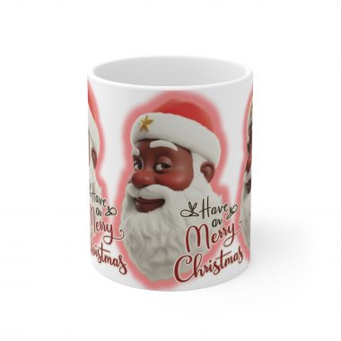 15073700164392205859_2048.jpeg Smiling Brown Santa Claus Merry Christmas Mug | Ceramic Coffee Cup