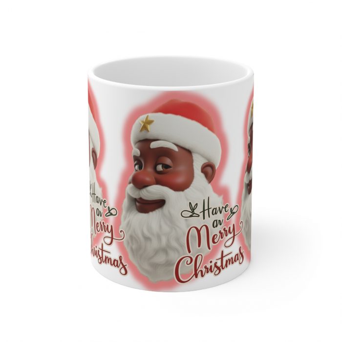 Smiling Brown Santa Claus Merry Christmas Mug | Ceramic Coffee Cup