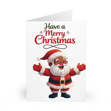 15749449056356234557_2048.jpeg Merry Christmas Brown Santa & Golden Tree Greeting Cards (5 Pack)
