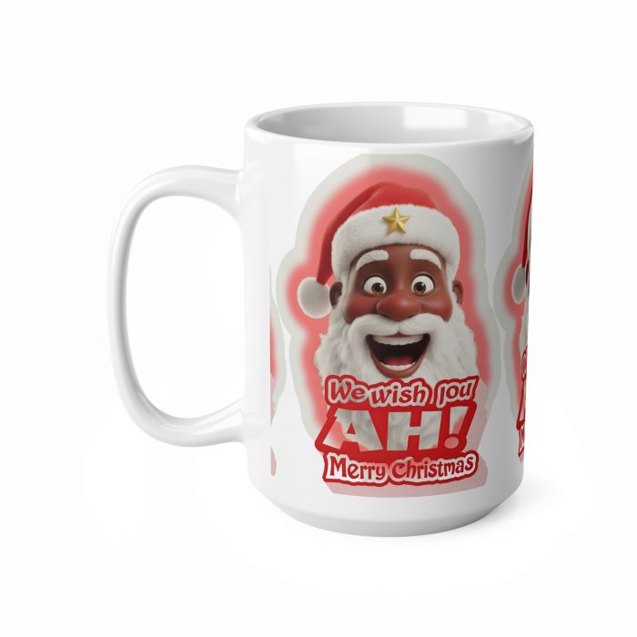 We Wish You Ah! Merry Christmas Brown Santa Mug | Christmas Coffee Cup