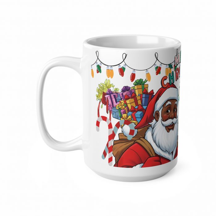 Merry Christmas Brown Santa Mug | Ceramic Coffee Cup 11oz 15oz