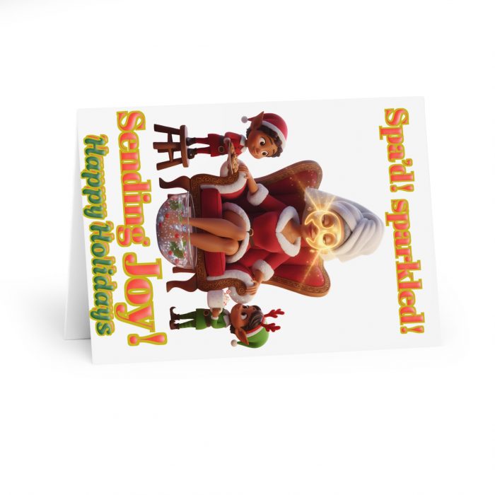 Spa Day Brown Mrs Claus Illustration 5 pack Greeting Cards