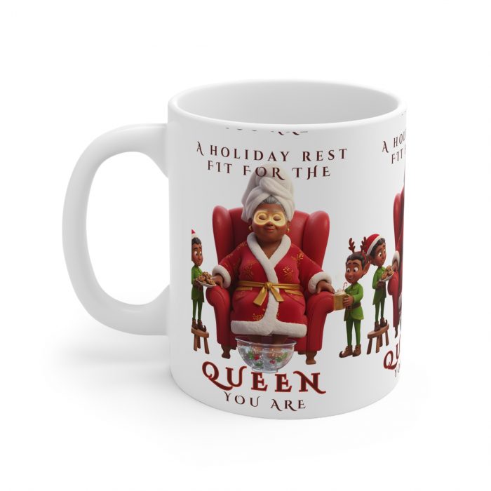 Holiday Queen Mug | Christmas Grandma Santa Chair Elves Coffee Cup
