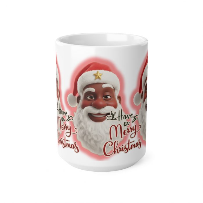 Smiling Brown Santa Claus Merry Christmas Mug | Ceramic Coffee Cup 11oz 15oz