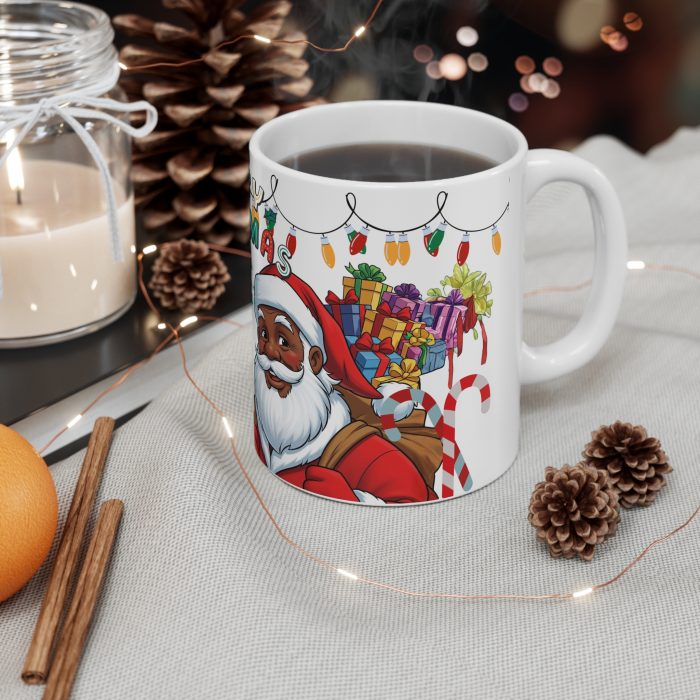 Merry Christmas Brown Santa Mug | Ceramic Coffee Cup 11oz 15oz