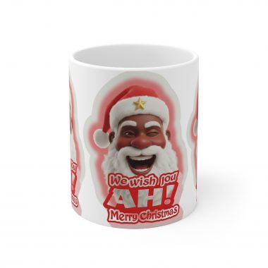 16656332486612778246_2048.jpeg We Wish You AH! Merry Christmas Winking Brown Santa Mug | Ceramic Coffee Cup