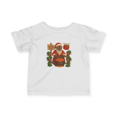 Santa and Elves Making Soup Infant Tee | North Pole Holiday Baby Shirt