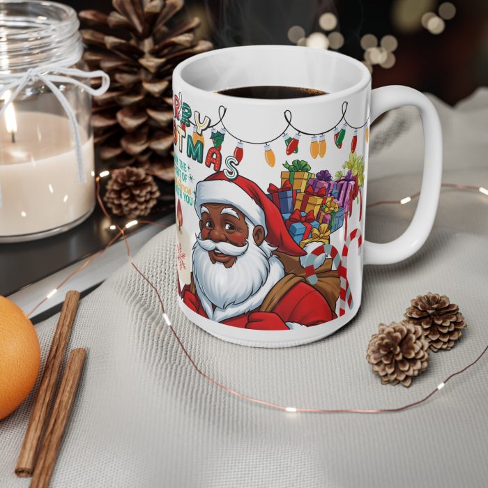 Merry Christmas Brown Santa Mug | Ceramic Coffee Cup 11oz 15oz