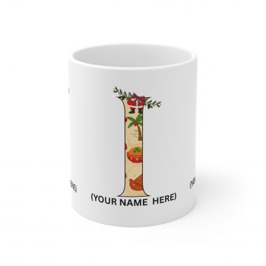Personalized African Christmas Initial Mug Custom Name AtoZ Afro Holiday Coffee Cup Black Santa Mug Cultural Xmas Gift