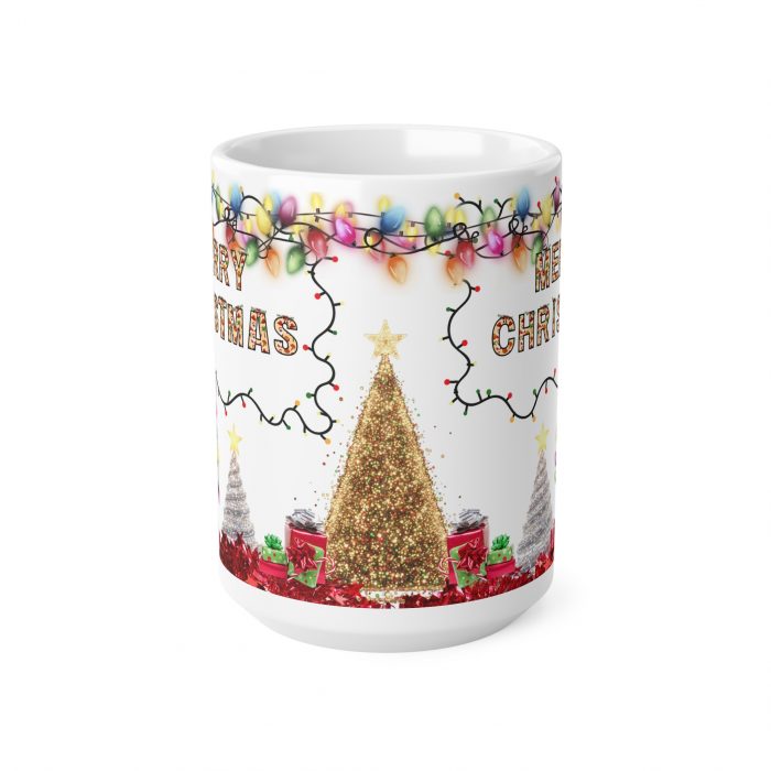 Merry Christmas Light String Mug | Christmas Tree Ornament Design Ceramic Coffee Cup
