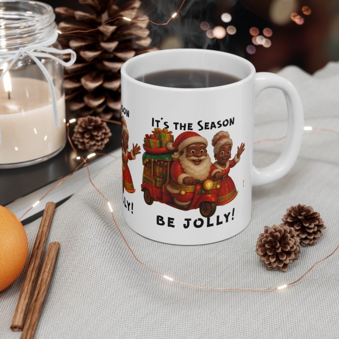 It's The Season Be Jolly Santa and Elf Mug | Ceramic Coffee Cup
