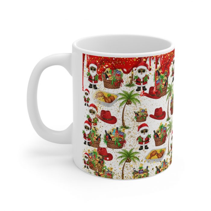 Santa Palm Tree Pattern Ceramic Mug | Christmas Coffee Cup
