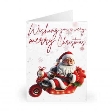 1992308412357224435_2048.jpeg Santa on Scooter Sleigh Christmas Greeting Cards | 5 Pack