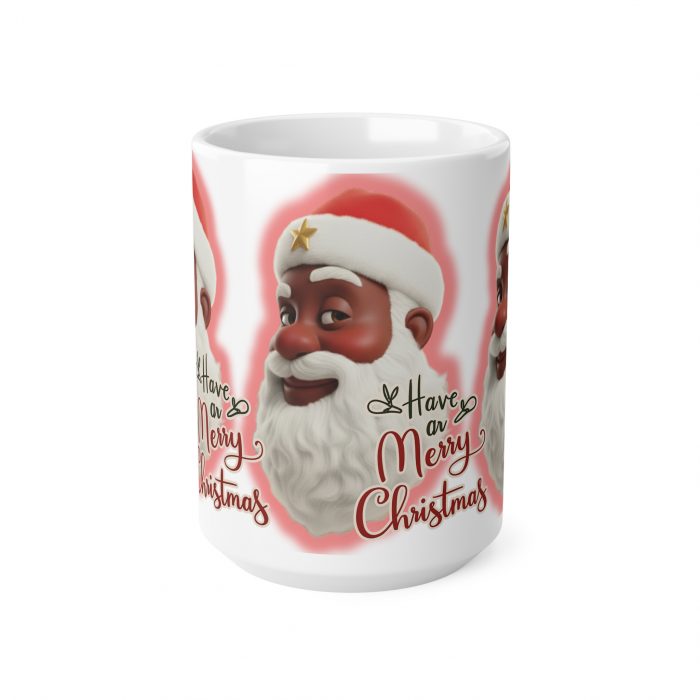 Smiling Brown Santa Claus Merry Christmas Mug | Ceramic Coffee Cup
