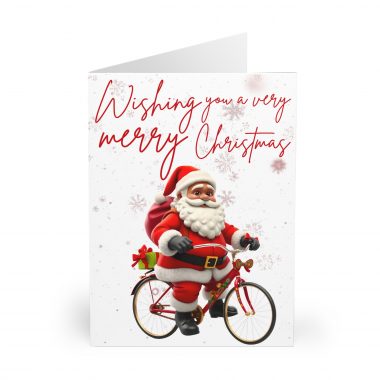 206594687055914129_2048.jpeg Santa on Bicycle Christmas Greeting Card