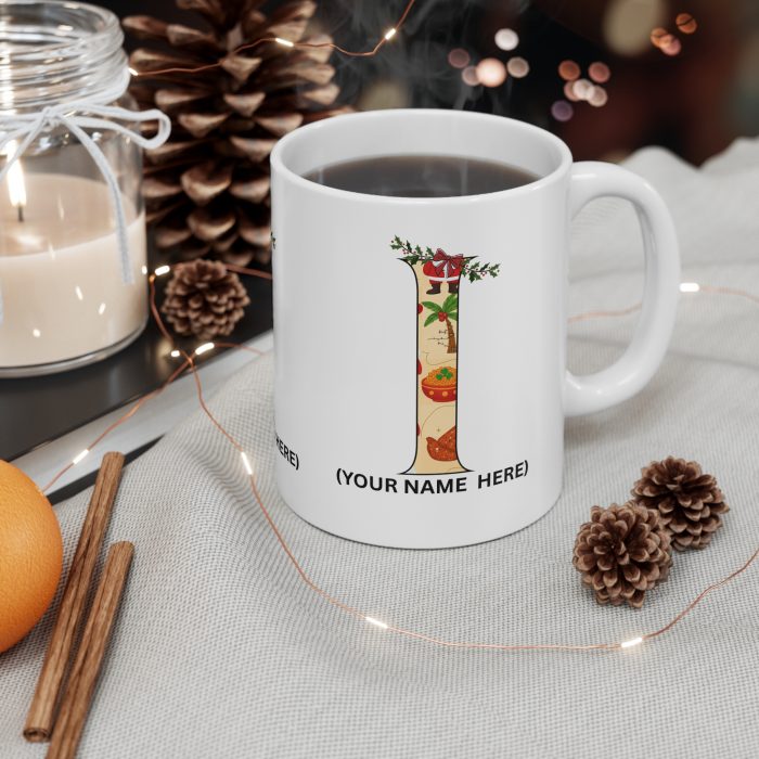 Personalized African Christmas Initial Mug Custom Name AtoZ Afro Holiday Coffee Cup Black Santa Mug Cultural Xmas Gift