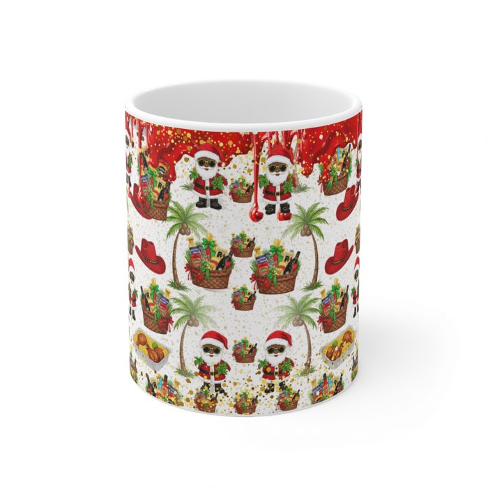 Santa Palm Tree Pattern Ceramic Mug | Christmas Coffee Cup