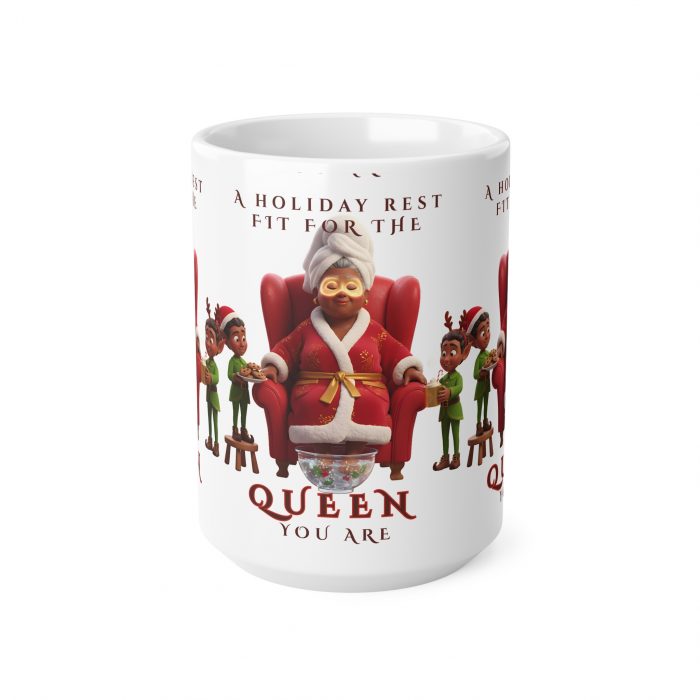 Holiday Queen Mug | Christmas Grandma Santa Chair Elves Coffee Cup
