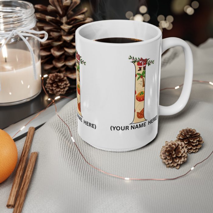 Personalized African Christmas Initial Mug Custom Name AtoZ Afro Holiday Coffee Cup Black Santa Mug Cultural Xmas Gift
