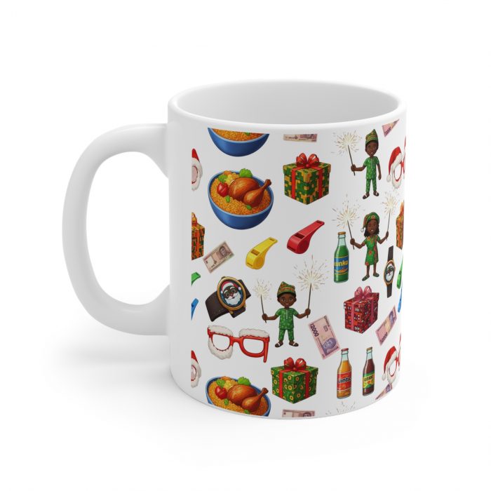 Classic African kid Christmas memory Holiday Emoji Pattern Mug | Ceramic Coffee Cup