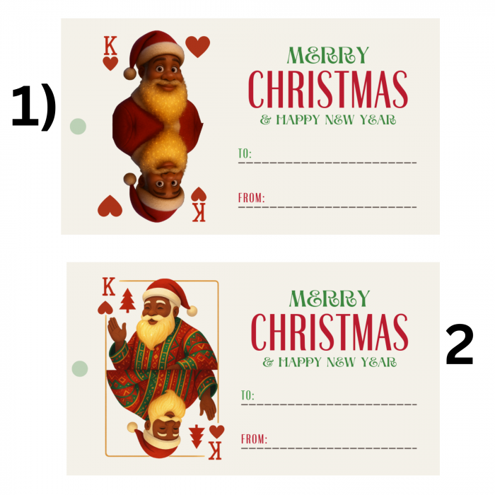 3 Play Card Style Santa Printable Christmas Gift Tags – Single Sheet PDF – Digital Product