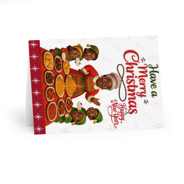Full Spread Afro Christmas Dinner at the Brown Claus Home Greeting Card