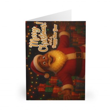 Merry Christmas Brown Santa Greeting Cards (5 Pack) | Holiday Cards