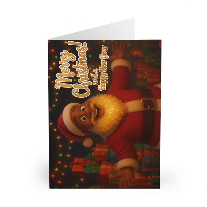 Merry Christmas Brown Santa Greeting Cards (5 Pack) | Holiday Cards