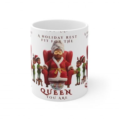 3669667186535293507_2048.jpeg Holiday Queen Mug | Christmas Grandma Santa Chair Elves Coffee Cup