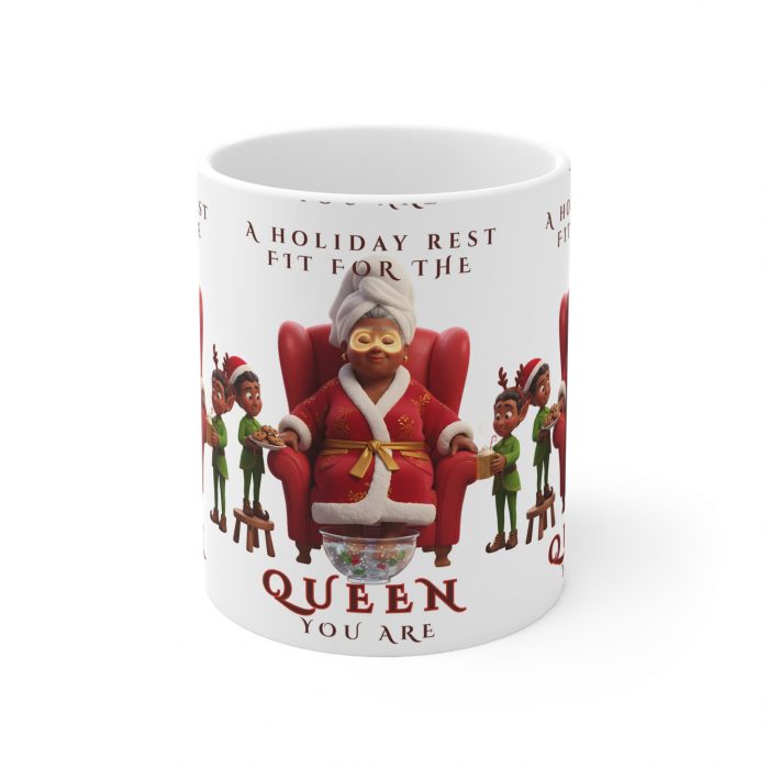 Holiday Queen Mug | Christmas Grandma Santa Chair Elves Coffee Cup