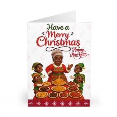 3720242834438251436_2048.jpeg Full Spread Afro Christmas Dinner at the Brown Claus Home Greeting Card