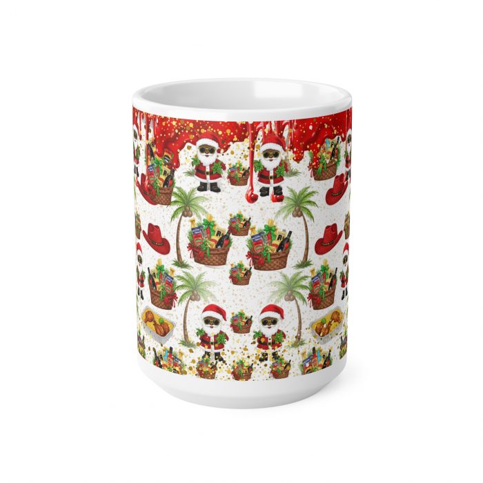 Santa Palm Tree Pattern Ceramic Mug | Christmas Coffee Cup